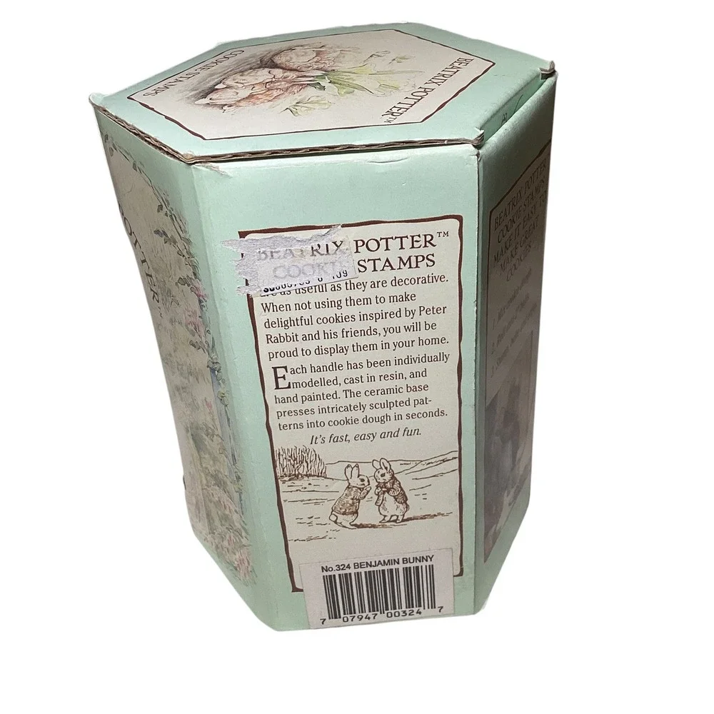 Beatrix Potter Benjamin Bunny Cookie Stamp Ceramic Figurine with Recipes 1997